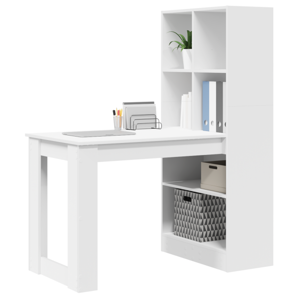 Escritorio con estante con almacenamiento Blanco 122 x 67 x 145 cm D