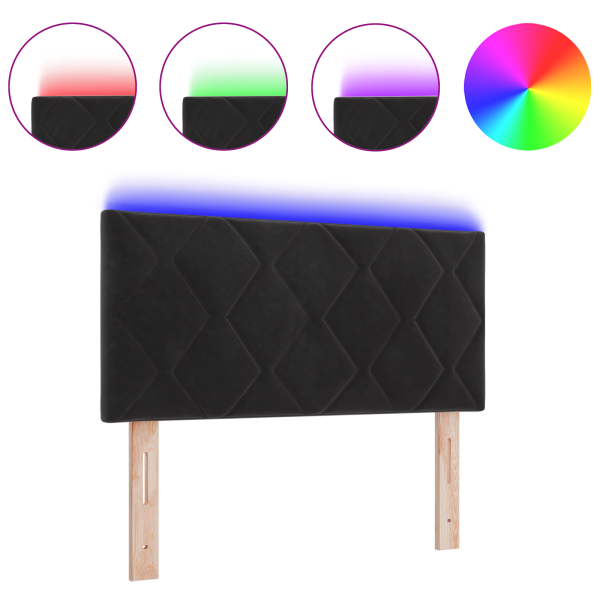 Cabecero LED Negro 100 cm Tapicería de tela M 3