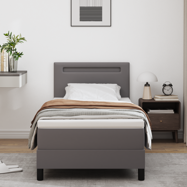 Cama tipo Box Spring Gris y blanco 90 x 200 cm M 5