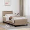 Cama Box com luzes de tira LED com cabeceira Manual Branco e Cappuccino 90 x 200 cm 1