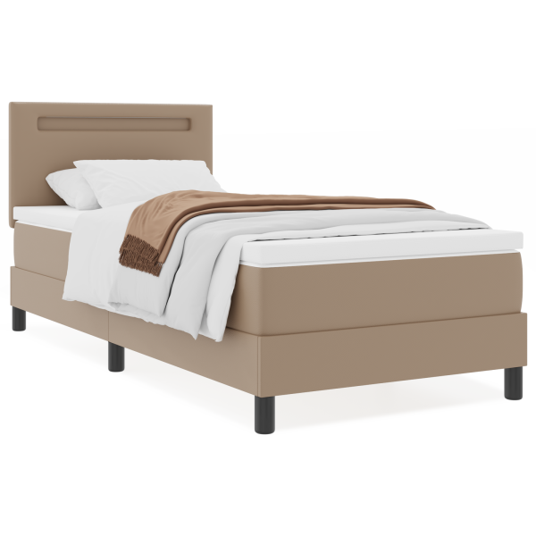 Cama Box com luzes de tira LED com cabeceira Manual Branco e Cappuccino 90 x 200 cm M 4
