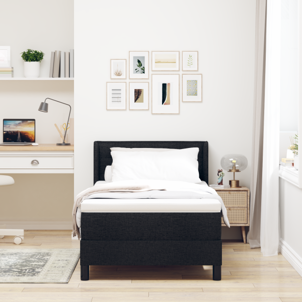 Cama Box com cabeceira Preto 90 x 190 cm Tecido e Espuma M 5