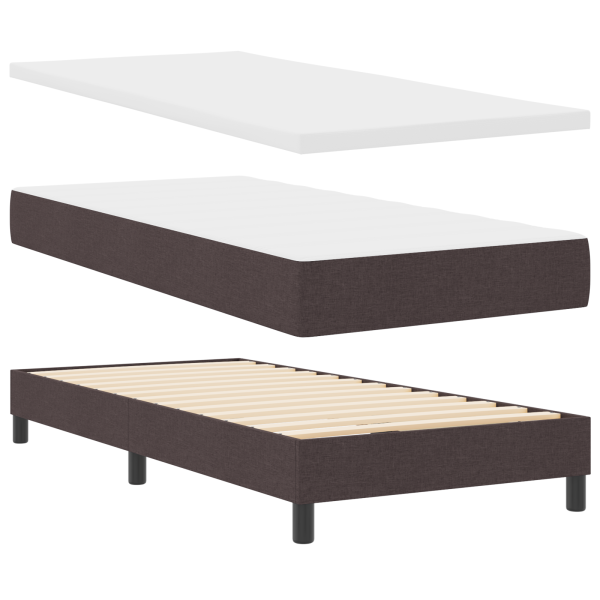 Cama Box Marrom Escuro 90 x 200 cm Tecido e Espuma M 2
