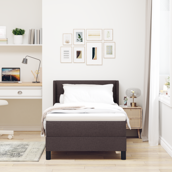 Cama tipo Box Spring Manual Marrón oscuro y Blanco M 5