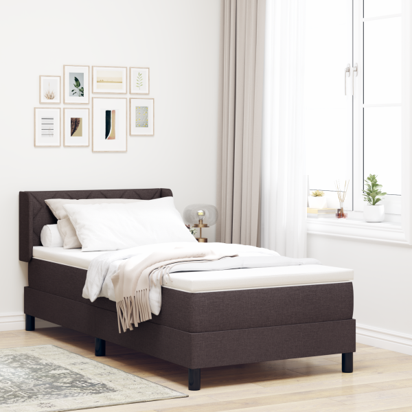 Cama tipo Box Spring Marrón Oscuro 90 x 200 cm Tela y Espuma D