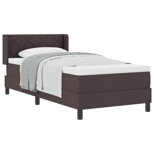 Cama Box Marrom Escuro 90 x 200 cm Tecido e Espuma M 3