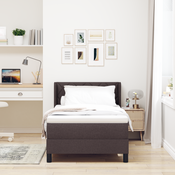 Cama Box Marrom Escuro 90 x 200 cm Tecido e Espuma M 5