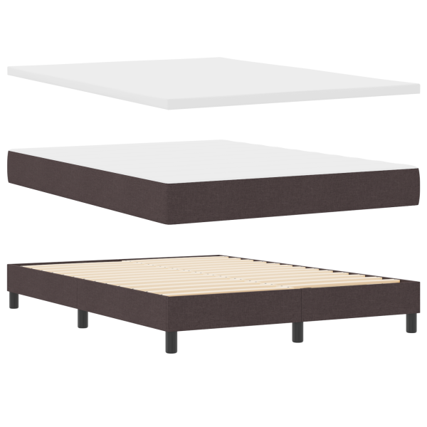 Cama Box Marrom Escuro 160 x 200 cm Tecido e Espuma M 2