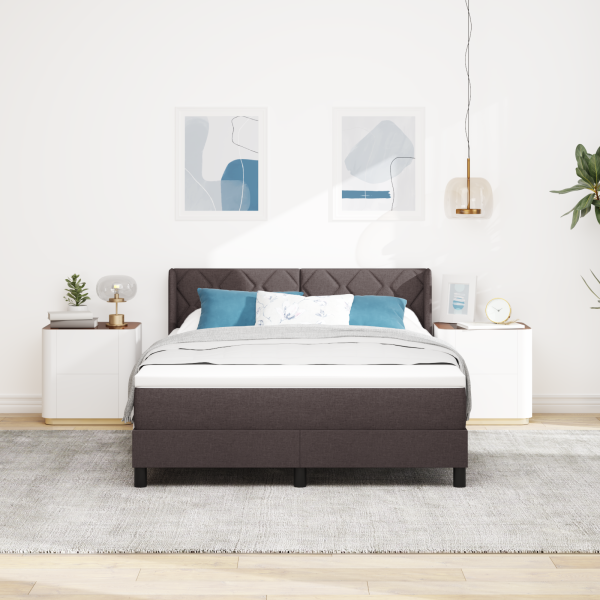 Cama Box Marrom Escuro 160 x 200 cm Tecido e Espuma M 5