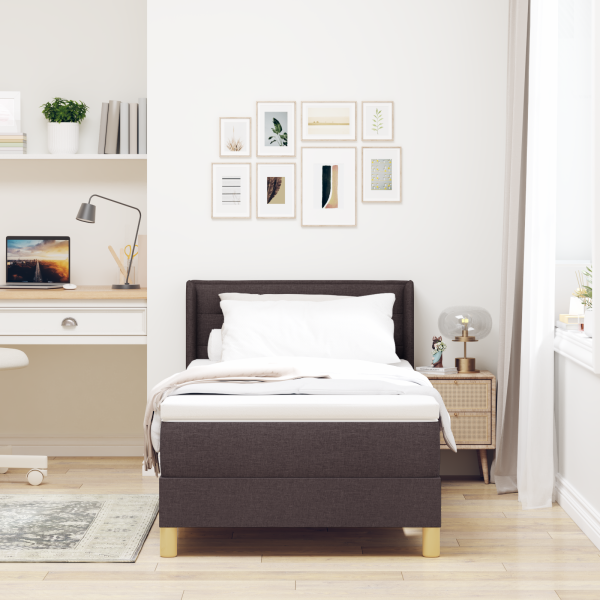 Cama Box Marrom Escuro e Branco 90 x 200 cm tecido M 5