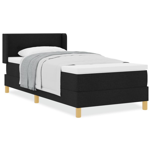 Cama Box com cabeceira Manual Preto e Branco 90 x 190 cm tecido M 4