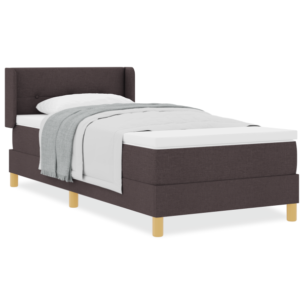 Cama tipo Box Spring Marrón oscuro y Blanco 90 x 200 cm tela M 4
