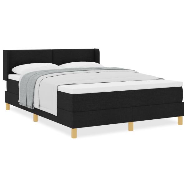 Cama tipo Box Spring con cabecera Manual Negro 140 x 200 cm Tapicería M 4