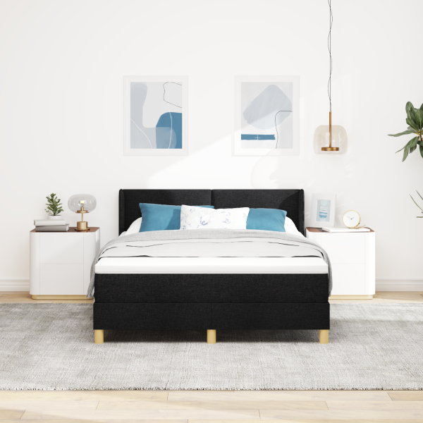 Cama Box com cabeceira Manual Preto 140 x 200 cm Estofado M 5