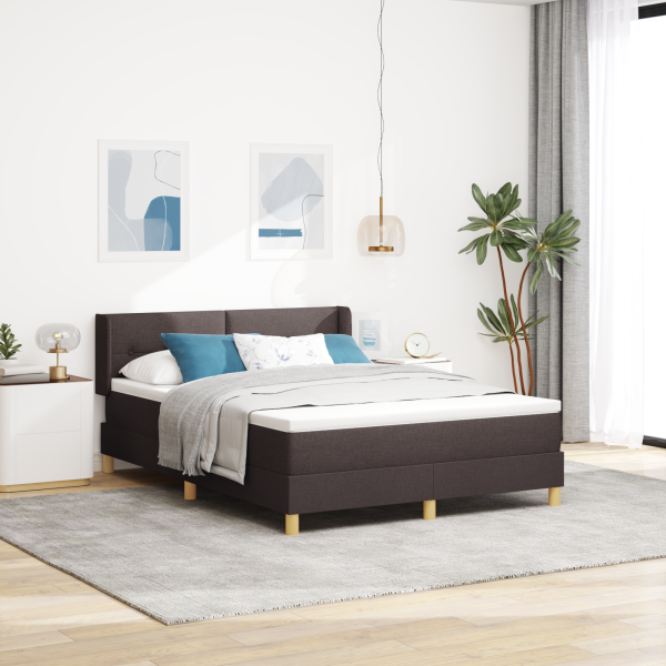 Cama tipo Box Spring Marrón oscuro 160 x 200 cm Tapicería D