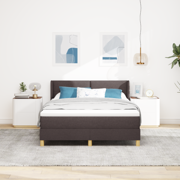 Cama Box com cabeceira Manual Castanho escuro 160 x 200 cm Estofado M 5