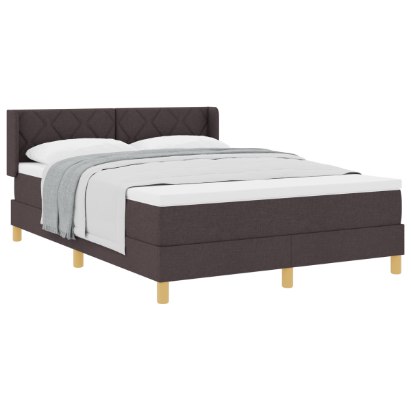 Cama Box Marrom Escuro e Branco 160 x 200 cm tecido M 3