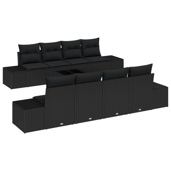 Sofá 6 pcs Preto 294 x 62 x 69 cm vime PE M 2