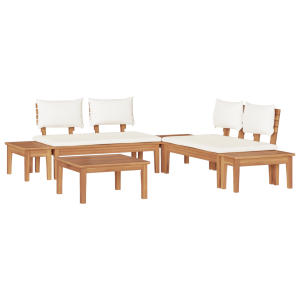 Conjunto de Bancos de Jardim com cortinas 3 pcs Marrom e Creme H