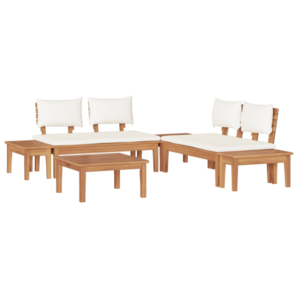 Conjunto de Bancos de Jardim com cortinas 3 pcs Marrom e Creme M 2