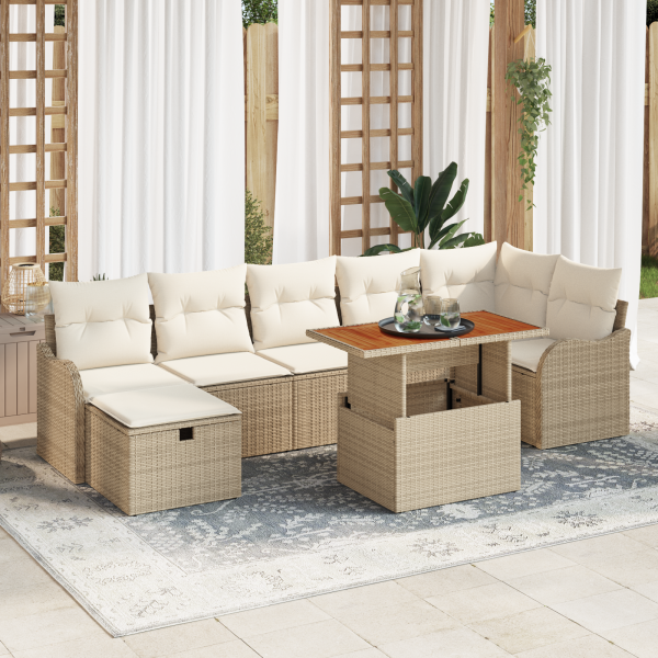 Conjunto de sofá de jardín 8 pcs Beige 287.5 x 122.5 x 85 cm D