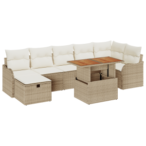 Conjunto de Sofá de Jardim 8 pcs Bege 287.5 x 122.5 x 85 cm H