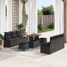 Conjunto de Sofá de Jardim 9 pcs Preto Rattan Sintético 1