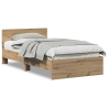 Estructura de Cama con Respaldo Roble artesanal 100 x 200 cm 4