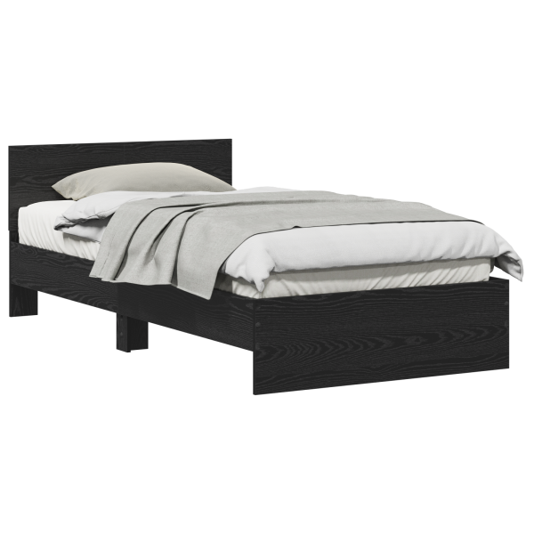 Estrutura de Cama com Cabeceira Carvalho Preto 100 x 200 cm M 3