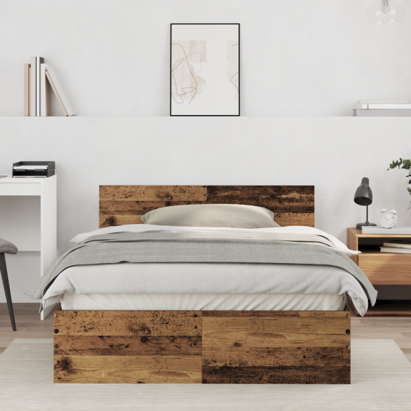 Estructura de Cama con Respaldo Madera Vieja 120 x 190 cm D