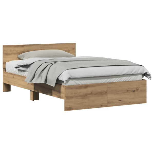 Estrutura de Cama com Cabeceira Carvalho Artesanal 120 x 190 cm M 3