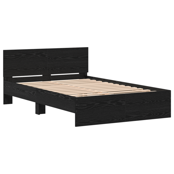 Estrutura de Cama com Cabeceira Carvalho Preto 120 x 190 cm M 2