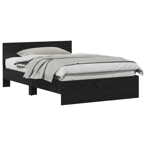 Estrutura de Cama com Cabeceira Carvalho Preto 120 x 190 cm M 3