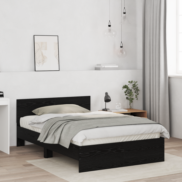 Estructura de Cama con Respaldo Roble Negro 120 x 190 cm Madera M 5