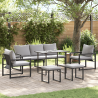 Conjunto de sofá de jardín 6 pcs Negro 61 x 72.5 x 71 cm Acero 1