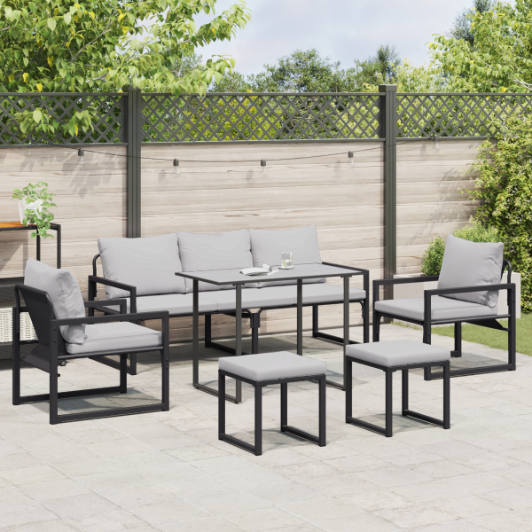 Conjunto de Sofá de Jardim 6 pcs Preto 61 x 72.5 x 71 cm Aço M 4