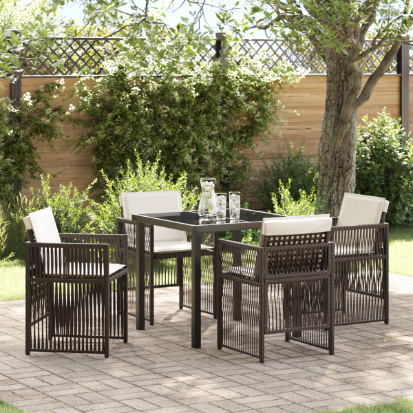 Conjunto de Comedor de Jardín Marrón 5 pcs Marrón Acero D