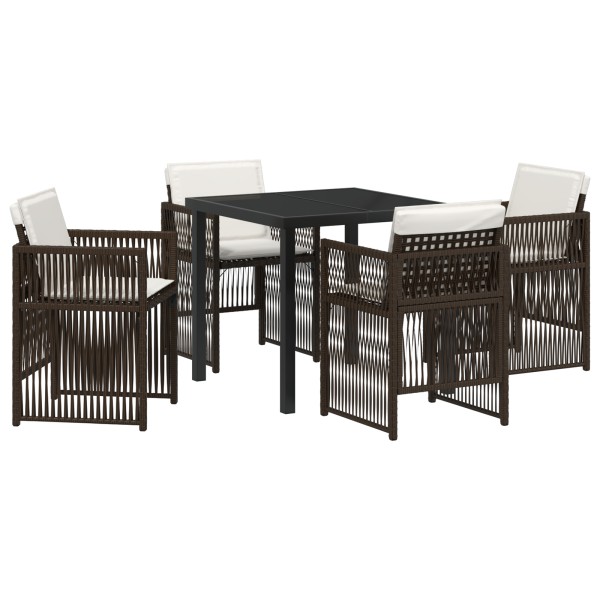 Conjunto de Comedor de Jardín Marrón 5 pcs Marrón Acero M 2