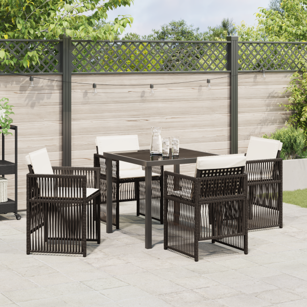 Conjunto de Comedor de Jardín Marrón 5 pcs Marrón Acero M 4