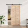 Puerta deslizante Marrón 80 x 208 cm Madera maciza de pino 1