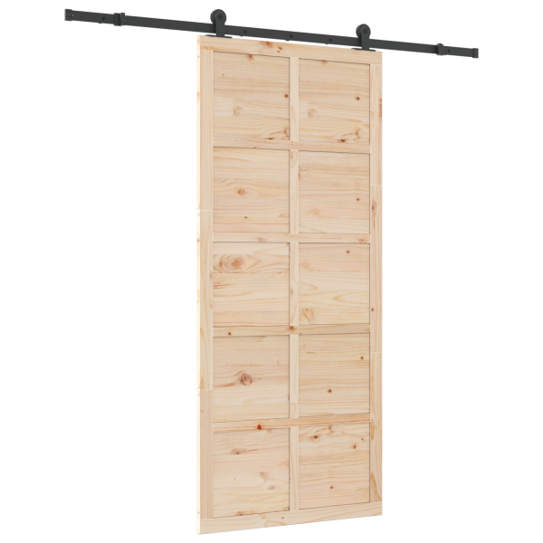 Puerta deslizante Marrón 90 x 208 cm Madera maciza de pino M 2