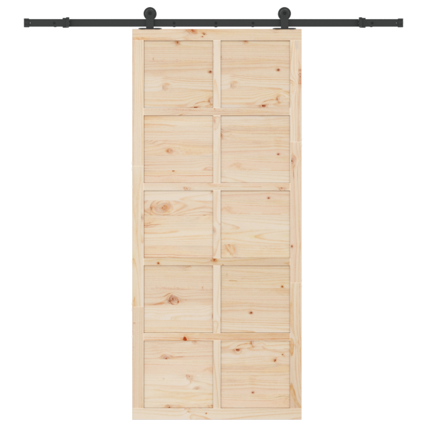 Puerta deslizante Marrón 90 x 208 cm Madera maciza de pino M 4