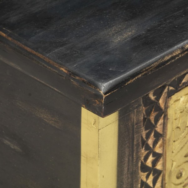 Baúl de almacenamiento madera de mango negro 80x40x45 cm M 2