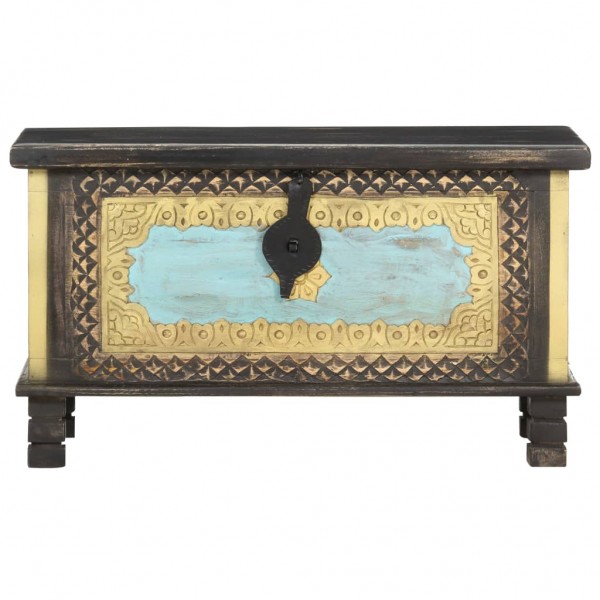 Arca de arrumação 80x40x45 cm madeira de mangueira maciça preto M 4