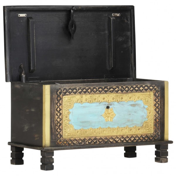 Baúl de almacenamiento madera de mango negro 80x40x45 cm M 5