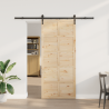 Puerta deslizante Marrón 80 x 208 cm Madera maciza de pino 1