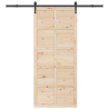 Puerta deslizante Marrón 80 x 208 cm Madera maciza de pino 4