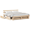 Estrutura da Cama com gaveta com cabeceira com armazenamento Castanho 200 x 200 cm 3