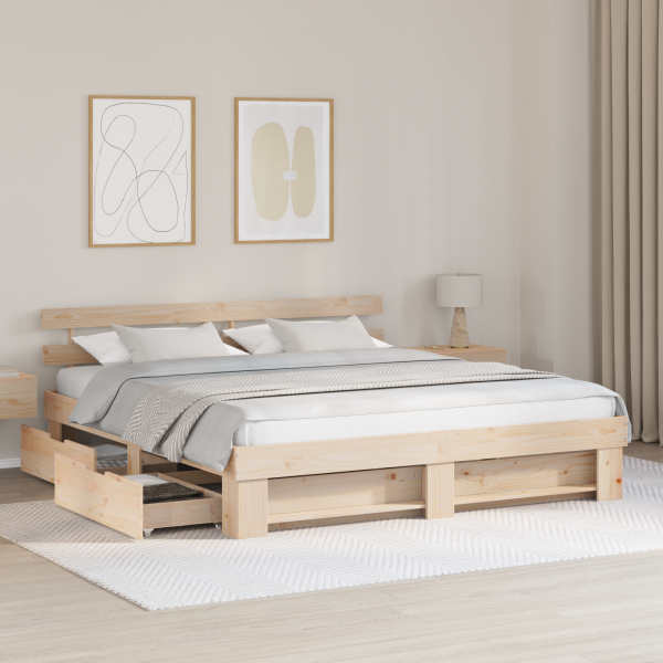Estructura de cama Marrón 200 x 200 cm Madera de pino sólido M 5