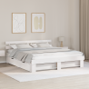 Estrutura da Cama com gaveta com cabeceira com armazenamento Branco 200 x 200 cm 1